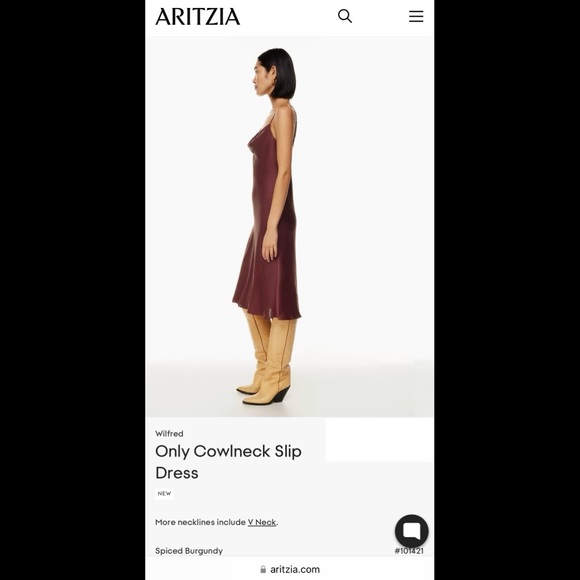 ❤️ ARITZIA Spiced Burgundy (Bordeaux Wine) - M - Only Cowl Slip - COWLNECK DRESS - Picture 2 of 16